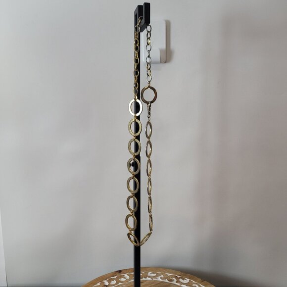 Vintage Gold-Tone Chain Link Belt With Circular Ring Accents & Clip Closure - Picture 4 of 10